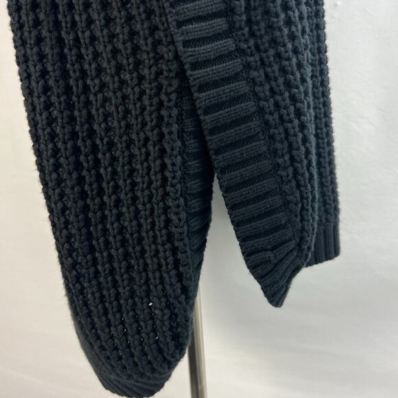 J. Crew Black Button Sleeve Turtleneck Oversized Crochet Poncho Sweater Size S - Picture 9 of 10